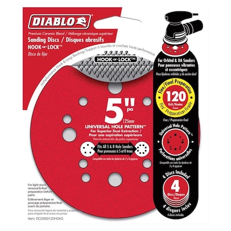 Diablo 5 in Dia, 12 holes, Ceramic, 120 Grit DCD050120H04G